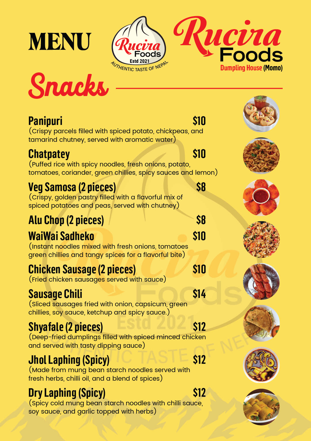 Rucira Foods menu — Snacks
