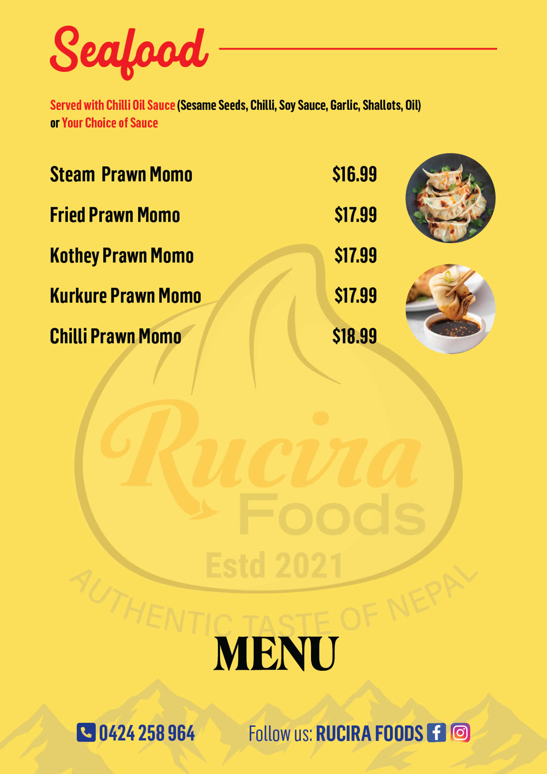 Rucira Foods menu — Seafood